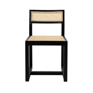 เก้าอี้ทานข้าวไม้สักแท้ คานายา ดีไซน์ทันสมัย ตกแต่งหวายสีดำ สไตล์โบราณ สำหรับใช้ภายในอาคาร - Product Image 1