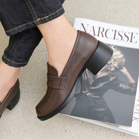 [JSHOE] Mocassins Penny en Cuir Ultra Légers à Enfiler avec Semelle Intérieure Amortie en Latex 4,5 cm pour Femme – Confort et Style Décontracté pour le Bureau