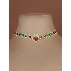 Conjunto de Collar Mishr Verde Oscuro Estilo Bohemio, Chapado en Oro, Joyería Fina con Circonita, Perla y Diamante, para Bodas, Fiestas, Regalo para Damas - Product Image 2