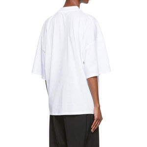 Camiseta de hombro caído de gran tamaño de lujo para hombre 100% algodón pesado con estampado de farol estilo de calle con cuello falso - Product Image 6