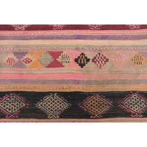 Tapis vintage 5,3 x 7,4 pieds, tapis turc marocain en laine rouge rose - Product Image 3