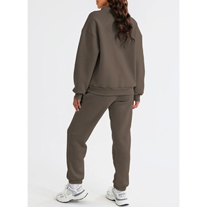 2025 / 2026 luxe mode broderie hiver Streetwear solide dames survêtements ensemble haute qualité poids moyen coton/Polyester - Product Image 3
