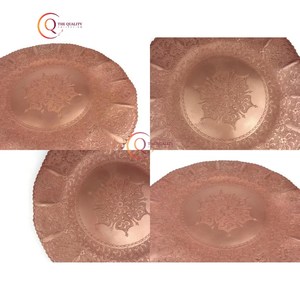 Plateau de service décoratif en cuivre antique personnalisable plat en métal fait à la main finition polie brillante ustensiles de cuisine pour servir - Product Image 4