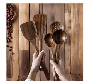 Fabriqué en Inde, respectueux de l'environnement, passe au lave-vaisselle, ustensiles à salade, cuisine à domicile, fabriqué en Inde - Product Image 4