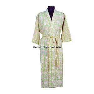 Kimono en tissu Kantha imprimé bohème original pour femmes, broderie indienne faite à la main, longue veste d'hiver, respirant - Product Image 2