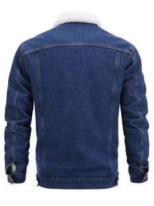 Wholesale Mens Denim Jean Jacket With Sherpa Lining Winter Warm Button Front Casual Coat Regular Fit Stonewashed Fur Collar - Product Image 2