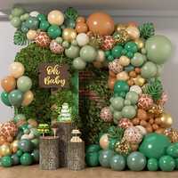 Kit d'arche de ballons en latex imprimé léopard vert et marron, décoration de fête prénatale safari, fête d'anniversaire jungle, écologique
