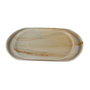 Plateaux à dîner jetables biodégradables écologiques en feuille de palmier Vaisselle de grande taille pour le service de nourriture de mariage - Product Image 5