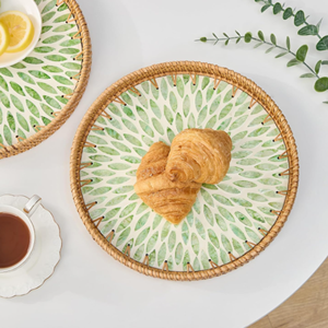 Bandeja de Ratán con Incrustaciones de Madreperla, Hermosa y Elegante, Bandeja Decorativa de Madreperla para Ramadán, Eid, Venta al por Mayor en Vietnam - Product Image 6