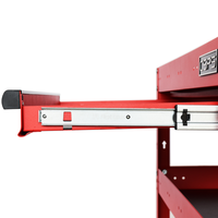 Chariot à outils en acier thermolaqué rouge à 3 niveaux avec armoire de rangement pour garage de mécanicien, OEM disponible