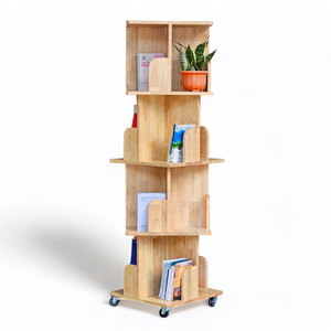 Étagère mobile moderne à 4 niveaux en bois naturel KS68193 pour salon, bureau, chambre d'enfant, chambre à coucher, design sur pied - Product Image 1