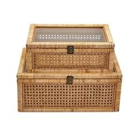 Best-seller Nouveau Design Haute Qualité Vietnam Rectangle Boîte Naturelle en Rotin, Panier pour Solution de Stockage pour Articles Ménagers