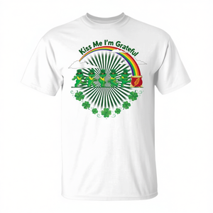 T-shirt Kiss Me I'm Grateful Leprechauns Rainbow pour la Saint-Patrick - Product Image 2