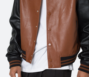 Chaqueta universitaria de cuero de vaca de calidad superior hecha a medida Chaqueta universitaria de béisbol y estilo Letterman de alta calidad para hombres - Product Image 3