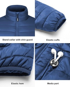 Veste d'hiver décontractée pour hommes, manteau léger à col montant, fermeture à glissière, tissu rembourré coupe-vent, motif 3D, formelle - Product Image 4
