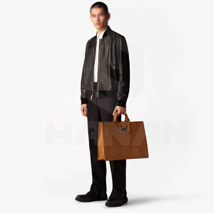 OEM แจ็กเก็ตหนังของผู้ชายเย็บแบบพรีเมี่ยมและมีตัวเลือกกระเป๋าซิปมากมายบุด้านในผ้าคอตตอนใส่สบาย - Product Image 5