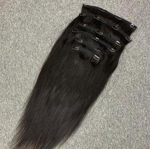 1B 100% Extensions de cheveux crus vietnamiens naturels vierges Extensions de cheveux humains droits de couleur naturelle à clipser - Product Image 6