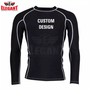 เสื้อแรชการ์ด MMA BJJ ดีไซน์โลโก้ที่กำหนดเองสวมใส่สบายระบายอากาศได้ดียืดมากสำหรับผู้ใหญ่ผดผื่นจากกีฬาที่สง่างาม - Product Image 6