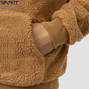 Sweat à capuche surdimensionné en polaire sherpa 100% coton léger au meilleur prix, tendance pour homme, pour l'extérieur, hiver, polaire écologique - Product Image 5