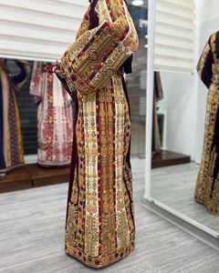 Vestido Tradicional Argelino de Satén Liso de Primera Calidad con Cristales Vintage para Mujer, Ropa de Fiesta de Noche Lujosa - Product Image 3