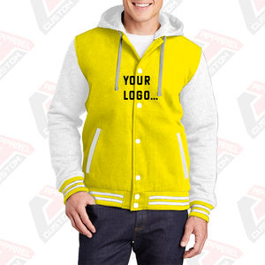 Chaqueta universitaria de lana de algodón 100% para hombre con capucha, calidez de invierno, impresión Digital y bordado, diseño elegante - Product Image 2