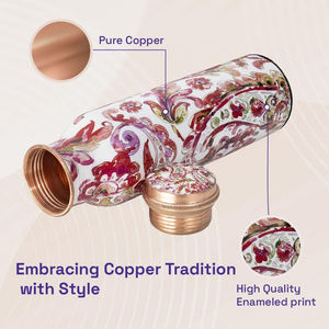 Conception imprimée en émail fabrication en vrac bouteille d'eau potable en cuivre pur faite à la main 950ML bouteille étanche pour Gym Yoga bureau à domicile - Product Image 5