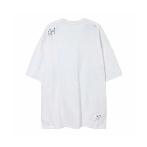 Camisetas holgadas de gran tamaño estilo Vintage para hombre al por mayor lavado ácido desgastado 180 gramos manga corta cuello redondo ropa de calle larga - Product Image 4