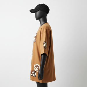 Camiseta Extra Grande para Mujer, Algodón Premium, Sensación Suave, Color Marrón, Impresión de Pantalla, Logotipo Personalizado, Camiseta Extra Grande 100% Algodón - Product Image 3