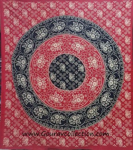 Tapisserie murale décorative bohème en coton Chunari à motif éléphant, imprimée numériquement, faite sur mesure, pour chambre à coucher. - Product Image 1