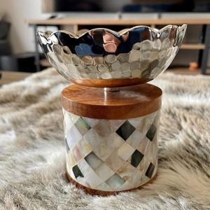 Quemador Bakhoor de lujo de alta calidad hecho a mano pulido estilo árabe perla madre de perla incrustaciones Mabkhara incienso Oud quemador - Product Image 3