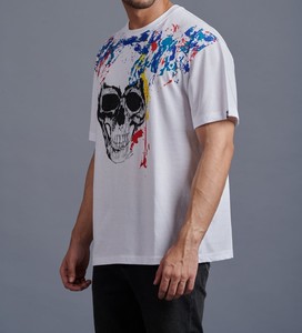 Camiseta informal de fitness 100% algodón orgánico comprimido 240 gramos tela de punto diseño de serigrafía con patrón sólido - Product Image 3