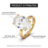 Bague de fiançailles pour femme en or 18 carats plaqué or, diamant de laboratoire personnalisé, coupe ovale tendance, qualité DEF VVS VS IGI