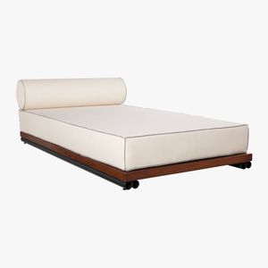 Modern Outdoor Daybed with Cylindrical <b>Bolster</b> <b>Pillow</b> and Minimalist Wood-Base Frame Luxurious Lounge for Patio or Poolside - Product Image 3