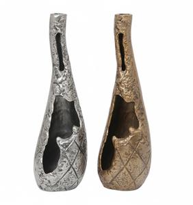 Juego de Jarrones de Metal Texturizados Abstractos Modernos, Decoración de Hogar de Lujo, Centro de Mesa, Maceta Escultural, Jarrón con Efecto Arrugado, Jarrón para Capullos, Estilo Rústico - Product Image 1