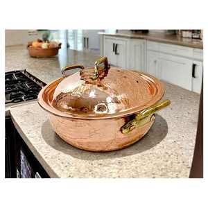 Olla de cobre ecológica de alta calidad con tapa, juegos de utensilios de cocina de nuevo diseño, exportación directa desde la India - Product Image 1