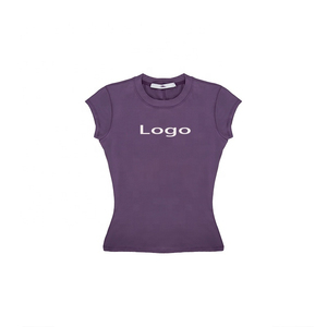 Camiseta de entrenamiento duradera púrpura Lisa ajustada con impresión personalizada para mujer - Product Image 5