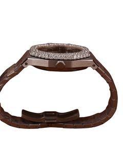 Montre-bracelet pour homme entièrement personnalisée, fabriquée à la main, entièrement sertie de diamants en or blanc, cadran en moissanite VVS, mécanique - Product Image 4