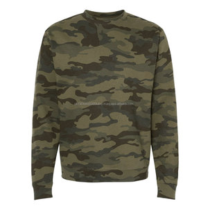OEM Venta al por mayor Sudadera con capucha personalizada Camuflaje Costura Fleeced Sudadera Floral Bordado Cuello redondo Sudaderas de hombre - Product Image 1
