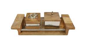 Wooden Acacia <b>Incense</b> Burner Set with Tray Metal Bowl & Lidded <b>Box</b>-Eco-Friendly Religious Bakhoor Burner for Elegant Home Decor - Product Image 2