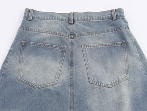 Blue Zipper Fly Asymmetrical Design Casual Fashion <b>Midi</b> <b>Skirts</b> Breathable <b>Denim</b> Wrap <b>Skirts</b> <b>for</b> <b>Women</b> with Empire Waistline - Product Image 5