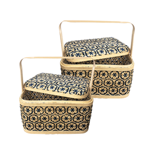 Cestas de almacenamiento de bambú rectangulares tejidas a mano auténticas, cesta de almacenamiento de frutas, cesta de regalo para organizar el almacenamiento y la exhibición - Product Image 1