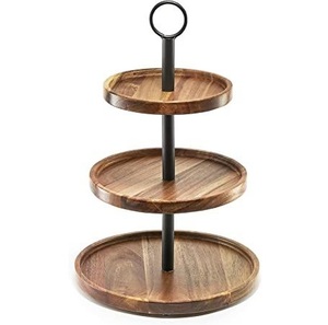American Design Luxury Wooden <b>Cake</b> <b>Stand</b> With Metal Base Round Shape <b>Cake</b> <b>Stand</b> for Hotel Parties Table Top Decor - Product Image 6