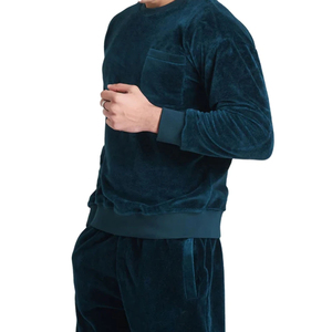 Ensemble survêtement en velours pour homme avec fermeture éclair, vente en gros, sweat à capuche et jogging personnalisés avec fermeture éclair - Product Image 4
