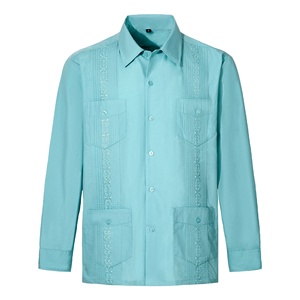 Chemise hawaïenne à rayures tricotées pour homme, col rabattu, anti-froissement, manches courtes, streetwear, grande taille, guayabera cubaine - Product Image 1