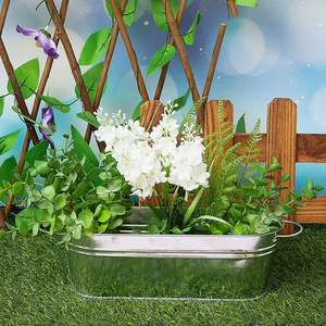 Maceta de metal con acabado galvanizado de diseño increíble con asas para el hogar y el jardín Maceta de flores de forma ovalada decorativa - Product Image 6