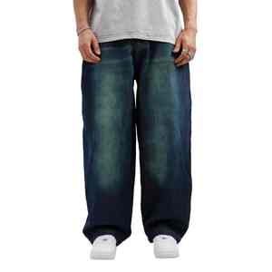 Pantalones Vaqueros de Mezclilla de Alta Calidad para Hombre, Estilo Urbano, Holgados, Unisex, Anchos, Personalizados, de Pierna Recta - Product Image 1