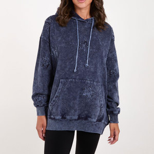 Sweat-shirts à capuche pour femmes, design unique, délavés à l'acide, 100% coton, écologiques, avec logo frontal, prix abordable, vente en gros - Product Image 1