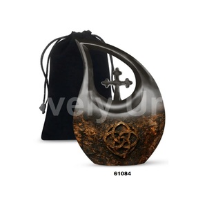 Venta caliente Hermosa cruz lágrima gota católica cremación adulto urna para cenizas humanas con bolsa de terciopelo gratis - Product Image 6