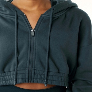 Sweat à capuche zippé gris foncé personnalisé pour femme, en molleton, à manches longues, décontracté, streetwear pour la personnalisation - Product Image 5