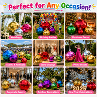 Boules de Noël gonflables géantes, boule miroir brillante, grande boule réfléchissante en PVC, ornement pour fête, décoration de photomaton